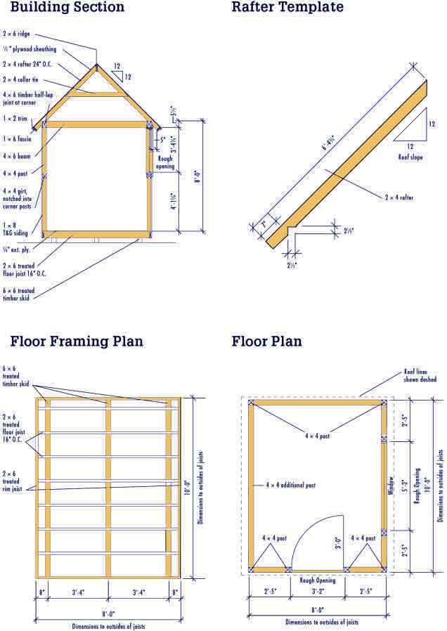 shed blueprints 8x10